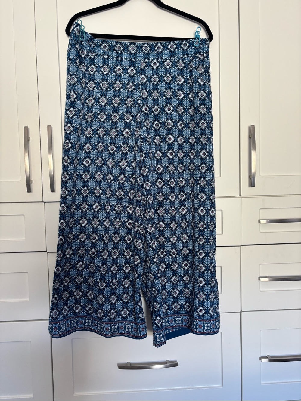 Max Studio Blue Patterned Wide-Leg Pants